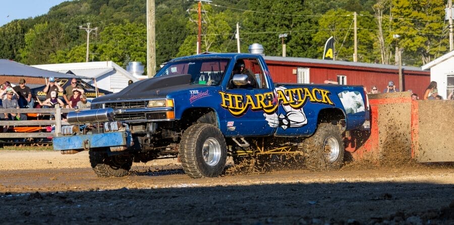 Blue truck Heart Attack at off-road event